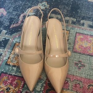 Stuart Weitzman Nude Patent Slingback Heels